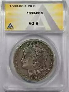 1893 CC モーガン シルバー ダラー ANACS VG-8