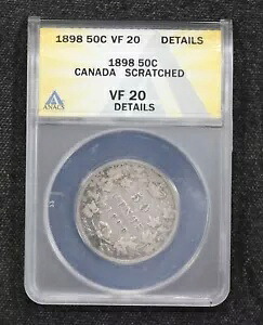 1898 カナダ 50 セント ANACS VF-20 詳細傷あり 3H9W