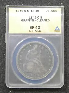 1846-O シーテッド リバティ シルバー ドル $1 - ANACS EF 40 詳細 - レアコイン!!｜WORLD RESOURCE【KING店】