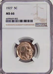 1927 5c NGC MS 66 ~ PQ ジェム バッファロー ニッケル