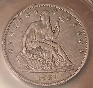 1861 O US シーテッド リバティ ハーフダラー - ANACS XF40 ゴージャス コイン + 送料無料|WORLD RESOURCE【KING店】