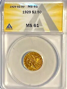 #A8087,ANACS MS61 $2.50 ゴールド クォーター イーグル 1929 P|WORLD RESOURCE【KING店】