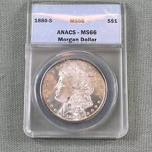 1880 S S$1 モーガン シルバー ダラー ANANCS MS 66 トーン リム スラブ コイン|WORLD RESOURCE【KING店】