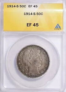 1914-S バーバー ハーフダラー ANACS EF-45｜WORLD RESOURCE【KING店】