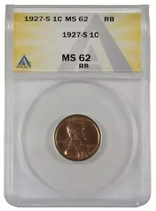 1927 S リンカーン ウィート セント ANACS MS62 RB｜WORLD RESOURCE【KING店】