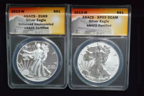 2013W ウエストポイント シルバー イーグル 2 コイン セット ANACS PF69/EU69 リバース/エンハンスド|WORLD RESOURCE【KING店】