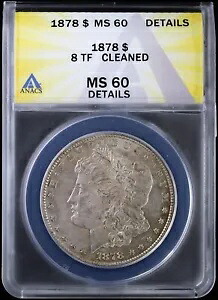 1878-P $1 8TF モーガン シルバー ダラー ANACS MS 60 詳細|WORLD RESOURCE【KING店】