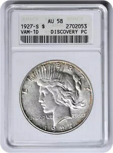 1927-S VAM 1D ピース シルバー ダラー AU58 ANACS｜WORLD RESOURCE【KING店】 146,850円