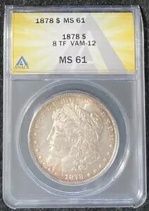 1878-P $1 MSD 8 TF VAM-12 ANACS MS 61、素晴らしいオリジナルコイン、詳細なし｜WORLD RESOURCE【KING店】