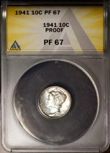 1941 10c シルバー マーキュリー ダイム PF 67 新しい ANACS # 7351690 + ボーナス|WORLD RESOURCE【KING店】