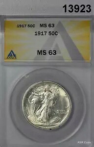 1917 ウォーキング ハーフダラー ANACS 認定 MS63 素晴らしい光沢! #13923｜WORLD RESOURCE【KING店】