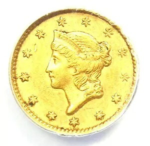 1853 リバティ ゴールド ダラー G$1 コイン - 認定 ANACS AU53 - レア ゴールド コイン｜WORLD RESOURCE【KING店】 177,650円