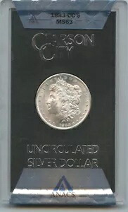 1883-CC モルガン ドル 1 ドル GSA 宝庫 ANACS MS63
