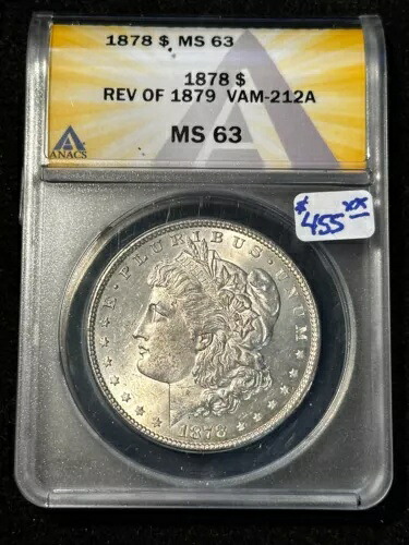 1878 モルガン ドル 1879 年の逆 VAM 212A ANACS MS 63 914|WORLD RESOURCE【KING店】
