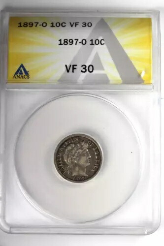 1897-O バーバーダイム : ANACS VF30 195,800円