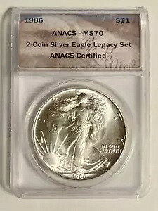 1986 P ANACS MS-70 - シルバー イーグル - 2 コイン シルバー イーグル レガシー セット (1 コイン)｜WORLD RESOURCE【KING店】