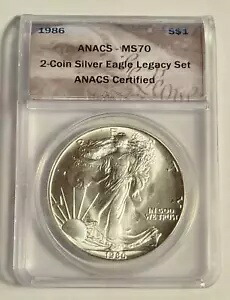 1986 P ANACS MS-70 - シルバー イーグル - 2 コイン シルバー イーグル レガシー セット (1 コイン)