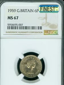 1959 イギリス シックスペンス 6P NGC MS67 MAC 最高級 & スポットレス ポップ 2 *｜WORLD RESOURCE【KING店】