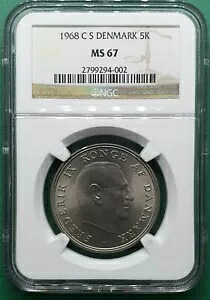 1968 C S デンマーク 5 クローナー NGC MS 67 「トップ ポップ 1」｜WORLD RESOURCE【KING店】