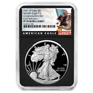 2021-W プルーフ $1 タイプ 1 アメリカン シルバー イーグル おめでとうセット NGC PF70UC E...｜WORLD RESOURCE【KING店】