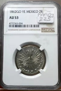 1862 ゴーイェ メキシコ シルバー 2 レアル NGC AU53｜WORLD RESOURCE【KING店】