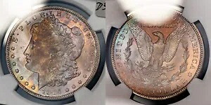 1904-O $1 モーガン シルバー ダラー - PQ レインボー ミント バッグ トーニング - NGC MS 64 - D5049|WORLD RESOURCE【KING店】