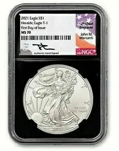 2021 NGC MS 70 アメリカン シルバー イーグル ジョン メランティが発行初日に署名|WORLD RESOURCE【KING店】