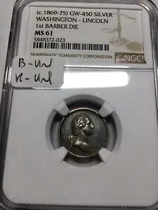 (1869) GW-450、ベイカー非上場、キング非上場、ワシントン/リンカーン、NGC MS-61|WORLD RESOURCE【KING店】