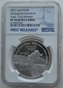 NGC PF70 FR イスラエル 2021 イスラエルの絶滅危惧動物 シルバー コイン 1オンス COA|WORLD RESOURCE【KING店】