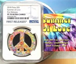 NGC PF70 パラオ 2018 サマー オブ ラブ カラー シルバー コイン 1オンス|WORLD RESOURCE【KING店】