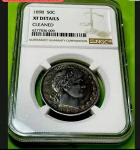 1898-P バーバー シルバー 50c ハーフダラー-NGC VF 詳細* 美しい調色*｜WORLD RESOURCE【KING店】