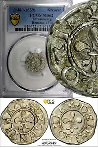 フランス ストラスブール シルバー (1480-1639) クロイツァー PCGS MS62 トップグレード Boudeau# 1344|WORLD RESOURCE【KING店】