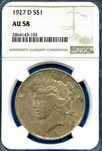 1927 D NGC AU58 ピース シルバー ダラー $1 米国造幣局 ベター デイト コイン 1927-D AU-58｜WORLD RESOURCE【KING店】