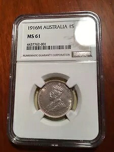 オーストラリア ジョージ V 1916-M シリング銀貨、未流通 認定 NGC MS-61｜WORLD RESOURCE【KING店】