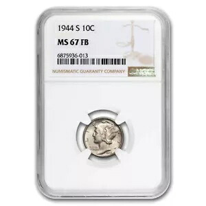 1944-S マーキュリー ダイム MS-67 NGC (FB)|WORLD RESOURCE【KING店】
