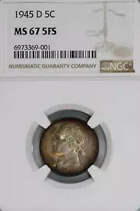 1945 D ジェファーソン シルバー ニッケル NGC MS67 5FS ジェムトーン *DoubleJCoins* JL1100-203|WORLD RESOURCE【KING店】