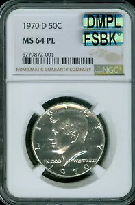 1970 D KENNEDY ハーフダラー NGC MS64 PL MAC DMPL FSBK フル スプリット ビーク スポットレス。|WORLD RESOURCE【KING店】