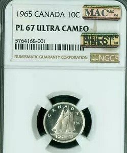 1965 カナダ 10 セント NGC PL67 ウルトラ カメオ MAC 最高級 MAC スポットレス *｜WORLD RESOURCE【KING店】