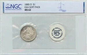 1885-O モルガン ドル GSA ソフト パック S$1 NGC MS62