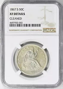 1867-S シーテッド リバティ ハーフダラー NGC XF 詳細｜WORLD RESOURCE【KING店】