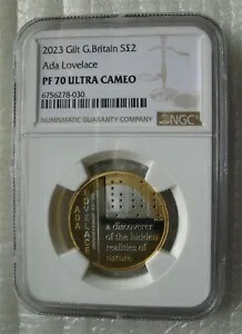 イギリス イギリス ?2 2023 シルバー バイメタル コイン エイダ ラブレス NGC PF70画像