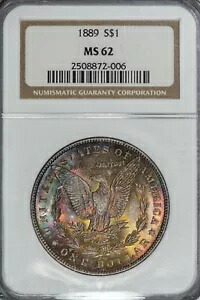 1889 モーガン PCGS MS62 傑出した色調のシルバー ダラー!画像