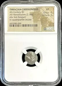 紀元前 4 世紀の銀トラキア ケルソネサス ヘミドラクマ ライオン NGC 非常に上質｜WORLD RESOURCE【KING店】