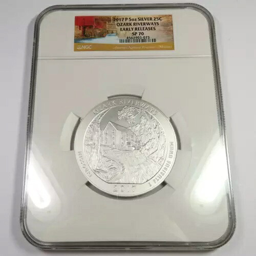 2017 P NGC SP70 - 5 オンス シルバー オザーク リバーウェイズ ATB 25c US クォーター 47327V|WORLD RESOURCE【KING店】