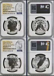 2023-S リバース プルーフ $1 モーガン & ピース ダラー NGC PF70 イエロー ラベル 2 個セット 121｜WORLD RESOURCE【KING店】
