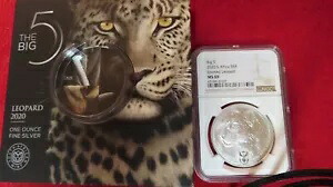 2020 南アフリカ 5 ランド ビッグ 5 レオパード 1 オンス .999 銀貨 - NGC MS 69｜WORLD RESOURCE【KING店】