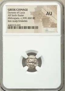 リュキアの王朝 - ミトラパタ - ライオンの頭皮/トリスケレス - 紀元前 390 年 - NGC Ancients AU|WORLD RESOURCE【KING店】