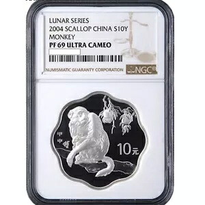 NGC PF69 2004 中国 10 元コイン中国干支猿梅の花銀貨 1 オンス｜WORLD RESOURCE【KING店】