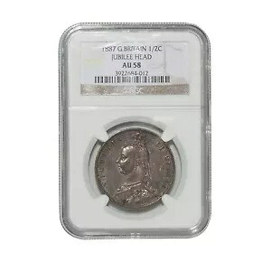 イギリス : 1/2C ハーフクラウン ジュビリー ヘッド 1887 - AU58 NGC - アンティーク シルバー コイン｜WORLD RESOURCE【KING店】