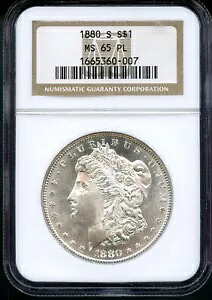 1880-S モーガン シルバー ダラー、NGC MS 65 プルーフ ライク ホワイト｜WORLD RESOURCE【KING店】